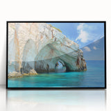 Large abstract wall art depicting a European Greek landscape in muted earth tones on a framed acrylic panel.