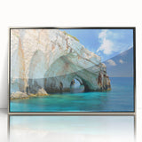 Large framed acrylic print of a European Greek landscape in muted earth tones, ideal for modern art wall decor.