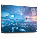 Acrylic print of a Greenland landscape with vivid green and blue tones, suitable for bedroom or dining room decor.