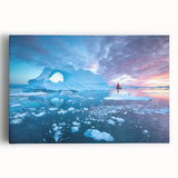 Monochrome photograph of a serene Greenland landscape on stretched canvas, suitable as kitchen wall art.