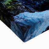 Large art of a black and white Icelandic landscape on stretched canvas, ideal for bedroom wall decor.