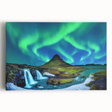 Black and white photograph of a serene Icelandic landscape on stretched canvas.