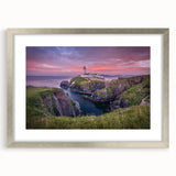 Extra large wall art depicting an abstract Irish landscape in textured green and blue tones, framed in silver.