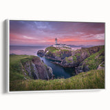 Vintage poster art of a scenic Ireland landscape in vibrant colors on a framed canvas, ideal for living room decor.