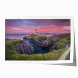 Rolled print of a scenic Irish landscape featuring vibrant green fields and a clear blue sky, ideal for art wall dining room.