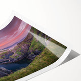 Extra large wall art featuring line art flowers in a muted color palette on rolled canvas.