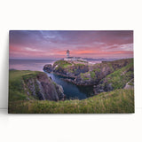 Black and white stretched canvas of a scenic Irish landscape, ideal for kitchen wall art.