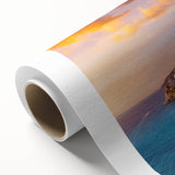 Art deco poster of the Amalfi Coast in pastel shades on rolled canvas, ideal for nursery wall art.