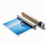 Large rolled print depicting Capri's cliffside landscape in muted earth tones, suitable for classy bathroom ambiance.