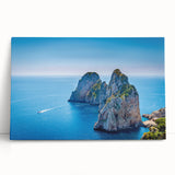 Black and white stretched canvas of Capri scenery, ideal for kitchen wall art.