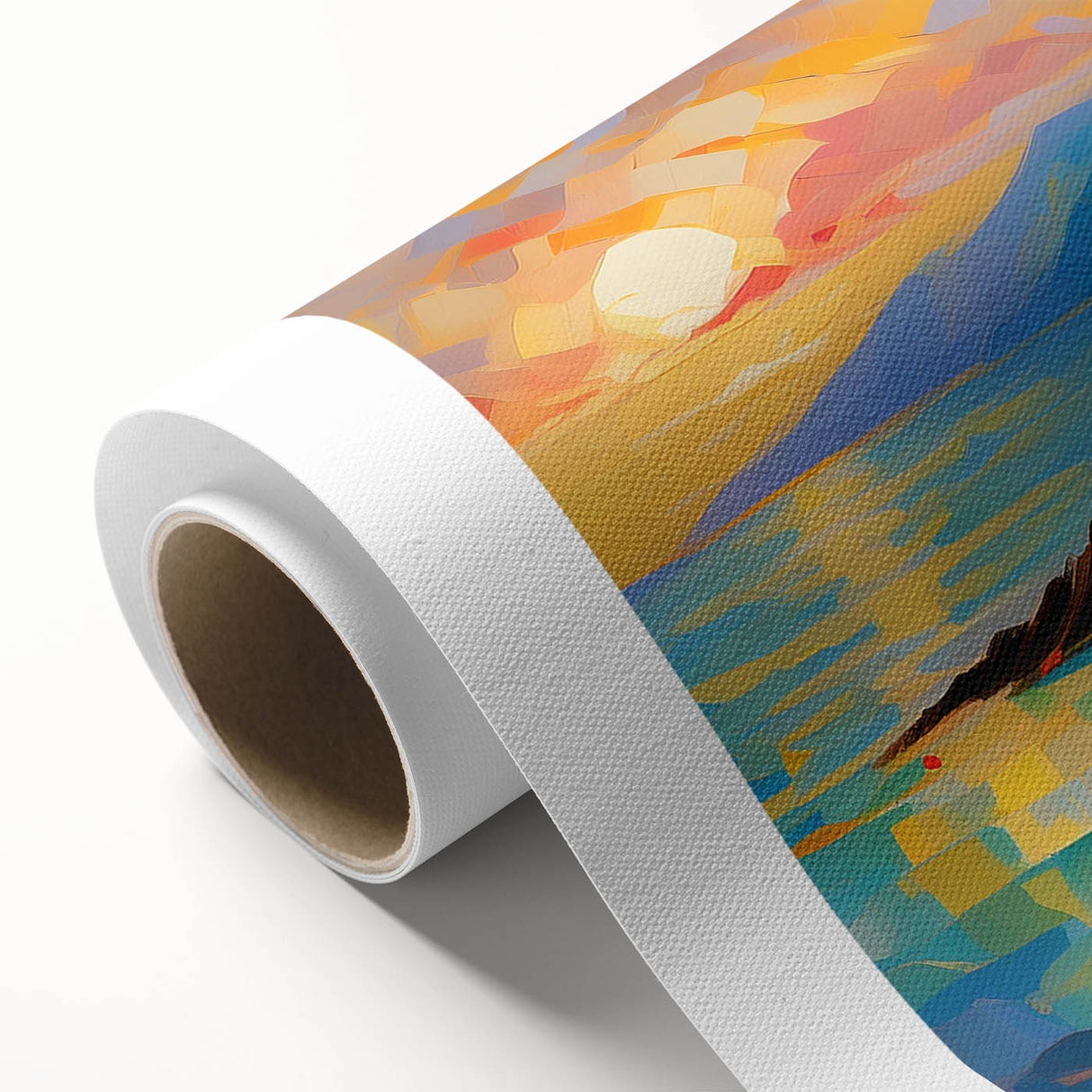 Art deco poster of Cinque Terre with pastel hues on rolled canvas, ideal for nursery wall art.