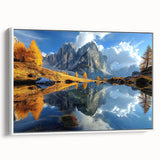 Vintage poster art of the Dolomites in Italy, featuring colorful art on extra large framed canvas.