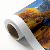 Art Deco poster of the Dolomites in Italy, featuring muted earth tones on rolled canvas, suitable for nursery wall art.