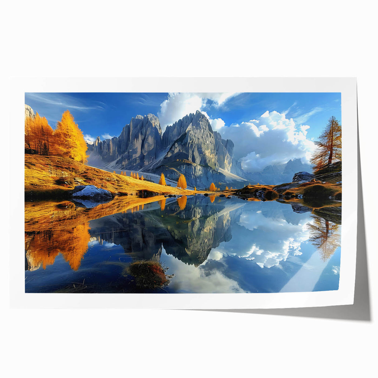 Rolled print of the Dolomites in Italy, featuring muted earth tones, ideal for dining room wall art.