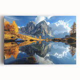 Black and white photograph of the Dolomites on stretched canvas, suitable as large kitchen wall art.