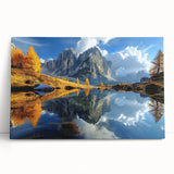 Black and white stretched canvas of the Dolomites in Italy, ideal for kitchen wall art.