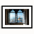 Extra large abstract art print of Florence scenery in vibrant, textured colors on a black framed canvas.