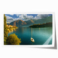 Extra large rolled print depicting Lake Como with vibrant floral accents, ideal for art wall dining room.