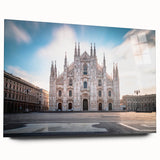 Acrylic print of a large abstract depiction of Milan with a blend of muted earth tones, ideal for bedroom or dining room art.