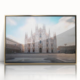Art deco poster of Milan scenery in acrylic, framed in gold, ideal for modern art wall decor.