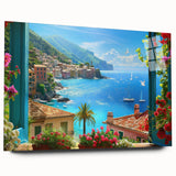Acrylic print of Portofino, Italy with vivid blue and green tones, ideal for bedroom or dining room art.