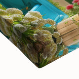 Black and white landscape art painting of Portofino, Italy on large stretched canvas, ideal for bedroom wall decor.