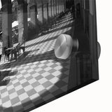 Acrylic print of a large abstract depiction of Rome with earthy and orange tones, ideal for dining room art.