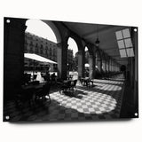 Acrylic print of Rome with soft pastel colors, ideal for dining room decor.