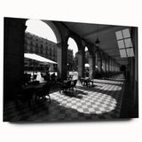 Acrylic print of a large abstract depiction of Rome with vibrant earth tones, ideal for bedroom or dining room art.