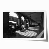 Rolled print of Rome scenery with floral accents in earth tones, ideal for art wall dining room or classy bathroom.