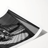 Extra large wall art featuring line art flowers over a scenic Rome backdrop on rolled print.