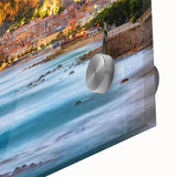 Acrylic print of a large abstract Sicilian landscape in muted earth tones, ideal for dining room art.