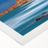 Art deco poster of Sicilian landscape in pastel shades on rolled canvas, ideal for dining room wall art.