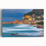 Black and white landscape of Sicilian scenery on stretched canvas, ideal for kitchen wall art.