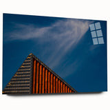 Large abstract wall art of a European Lithuanian landscape in muted earth tones on acrylic glass.