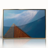 Art deco poster of a European scenery in Lithuania, acrylic print in gold frame.