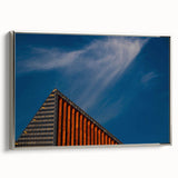 Landscape art painting of a European scenery on a framed canvas, featuring vibrant colors with a vintage poster style.