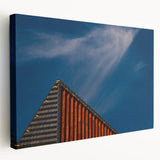 Lithuanian landscape on large stretched canvas with soft green and blue tones, suitable for kitchen wall art.