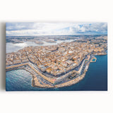 Black and white stretched canvas of a European Malta scenery, ideal for kitchen wall art or bedroom ambiance.