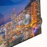 Large abstract wall art of Monaco scenery in muted earth tones on acrylic glass, ideal for dining room art.