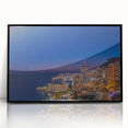 Large abstract wall art of Monaco scenery in muted earth tones on a framed acrylic, suitable for modern living room decor.