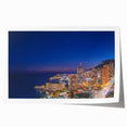 Extra large rolled print depicting a scenic view of Monaco with vibrant floral elements, ideal for art wall dining room.