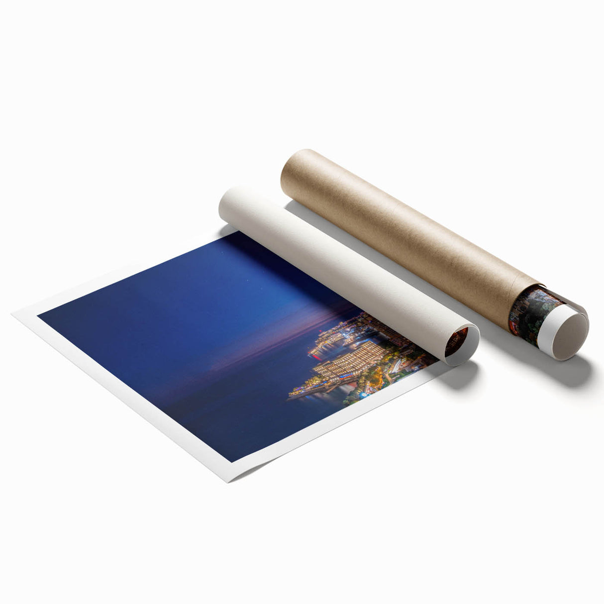 Extra large rolled print of Monaco scenery with vibrant floral elements, ideal for classy bathroom wall art.