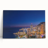 Black and white photo of Monaco scenery on large stretched canvas, ideal for kitchen wall art.