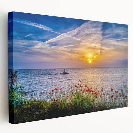 Large art print depicting a scenic view of Montenegro on stretched canvas, suitable for kitchen wall art.