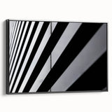 Black and white framed canvas of Amsterdam landscape with vintage poster art style, suitable for bedroom decor.