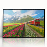 Large abstract wall art depicting a European scenery in black and white tones, framed in acrylic.