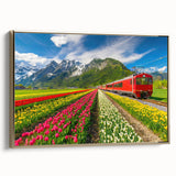 Framed canvas featuring a vintage-style landscape painting of the Netherlands with black and gold tones.