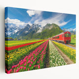 Large stretched canvas depicting a serene Dutch canal scene in soft pastel shades, ideal for kitchen wall art.