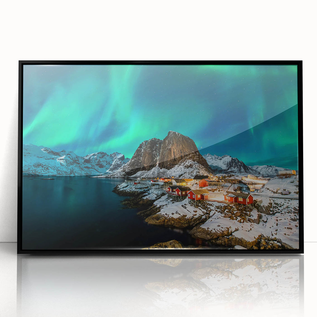 Large abstract wall art depicting a Norwegian landscape in muted earth tones on a framed acrylic.